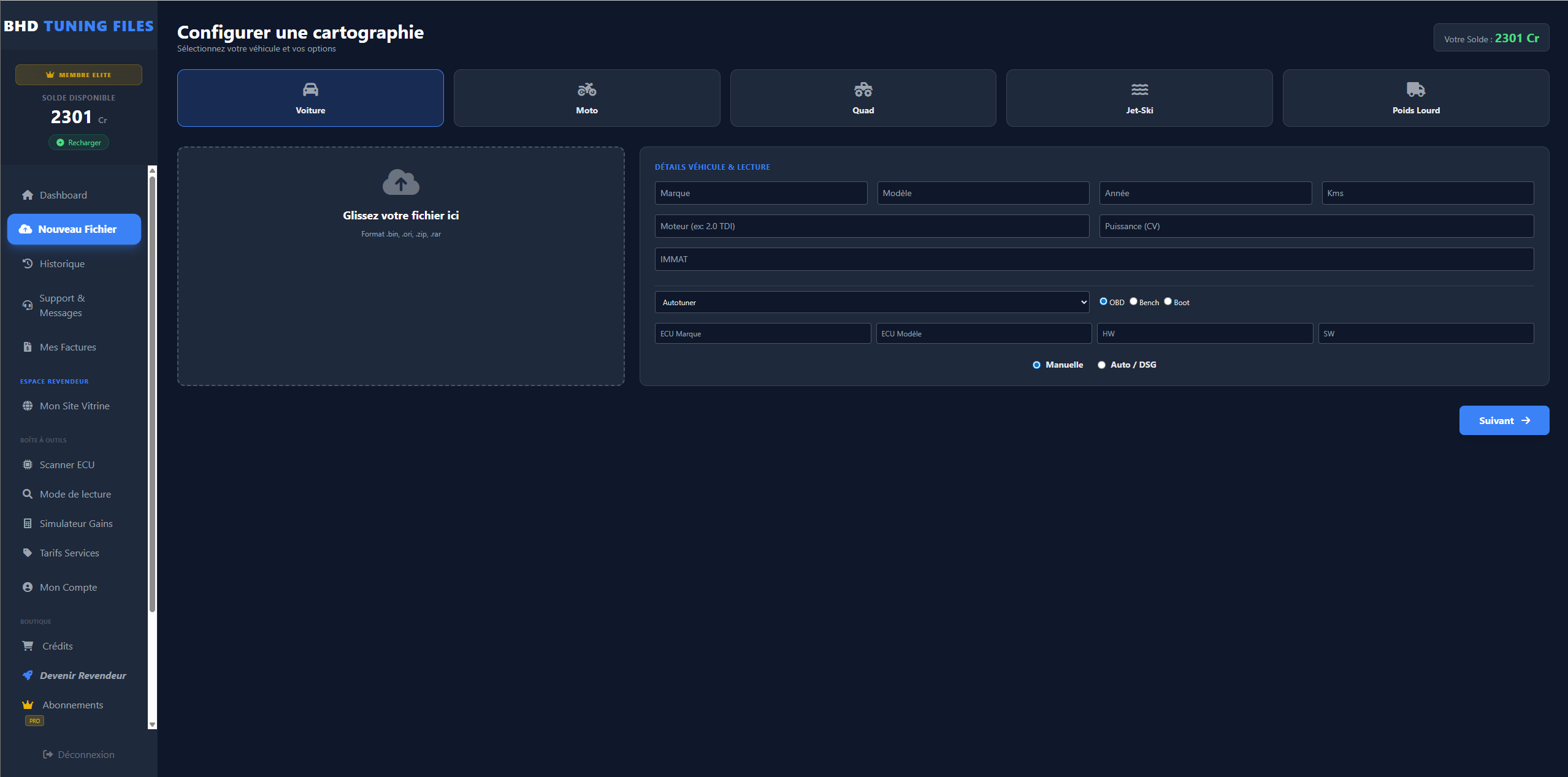 Upload de fichier ori chiptuning